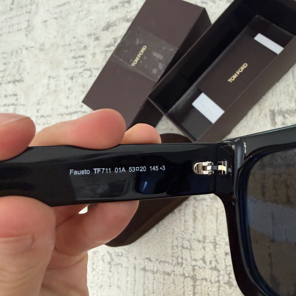 Tom Ford Fausto TF711 01A Black Square Sunglasses Mens Womens Made in Italy - Picture 8 of 11